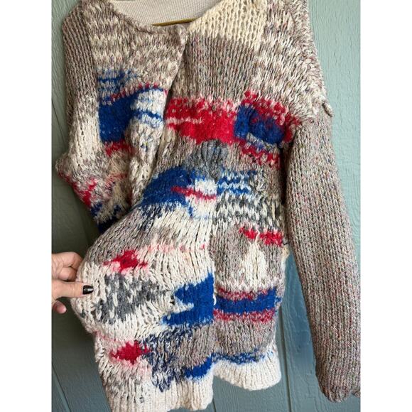 Vintage Free People Fireworks Chunky Cardigan, Size Large - Picture 7 of 8